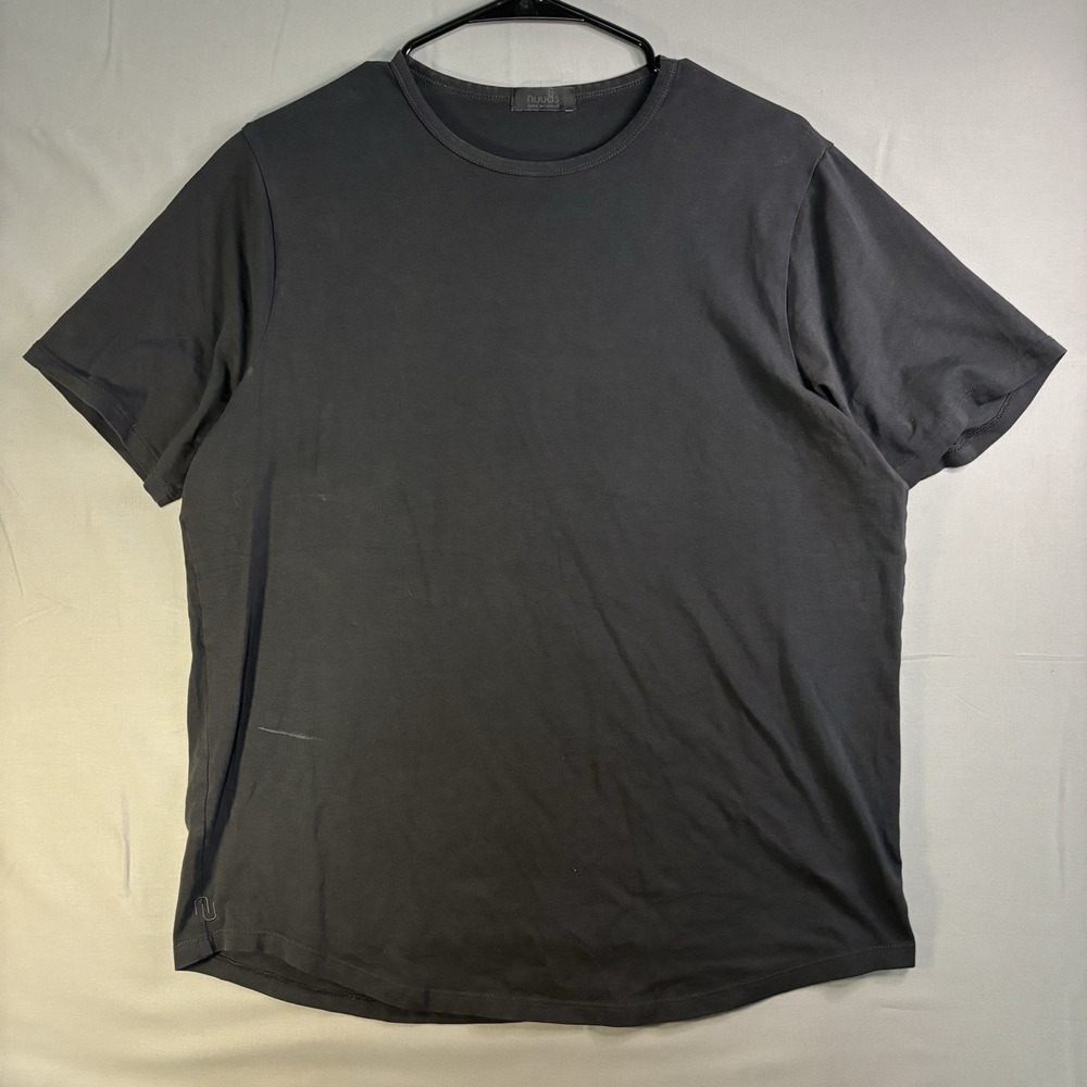Nuuds T Shirt Mens XL Box Tee Crewneck Stretch Cotton Blend Curved Hem Black